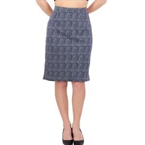 41 Hawthorn | Navy Kora Knit Jacquard Pencil Skirt